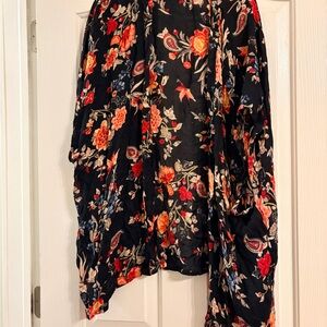 LOFT Black Floral Blouse Kimono
